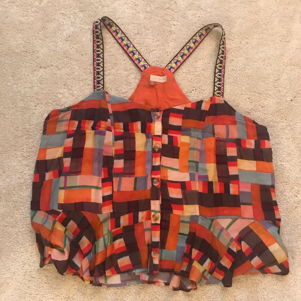 Pilcro gorgeous patchwork peplum tank